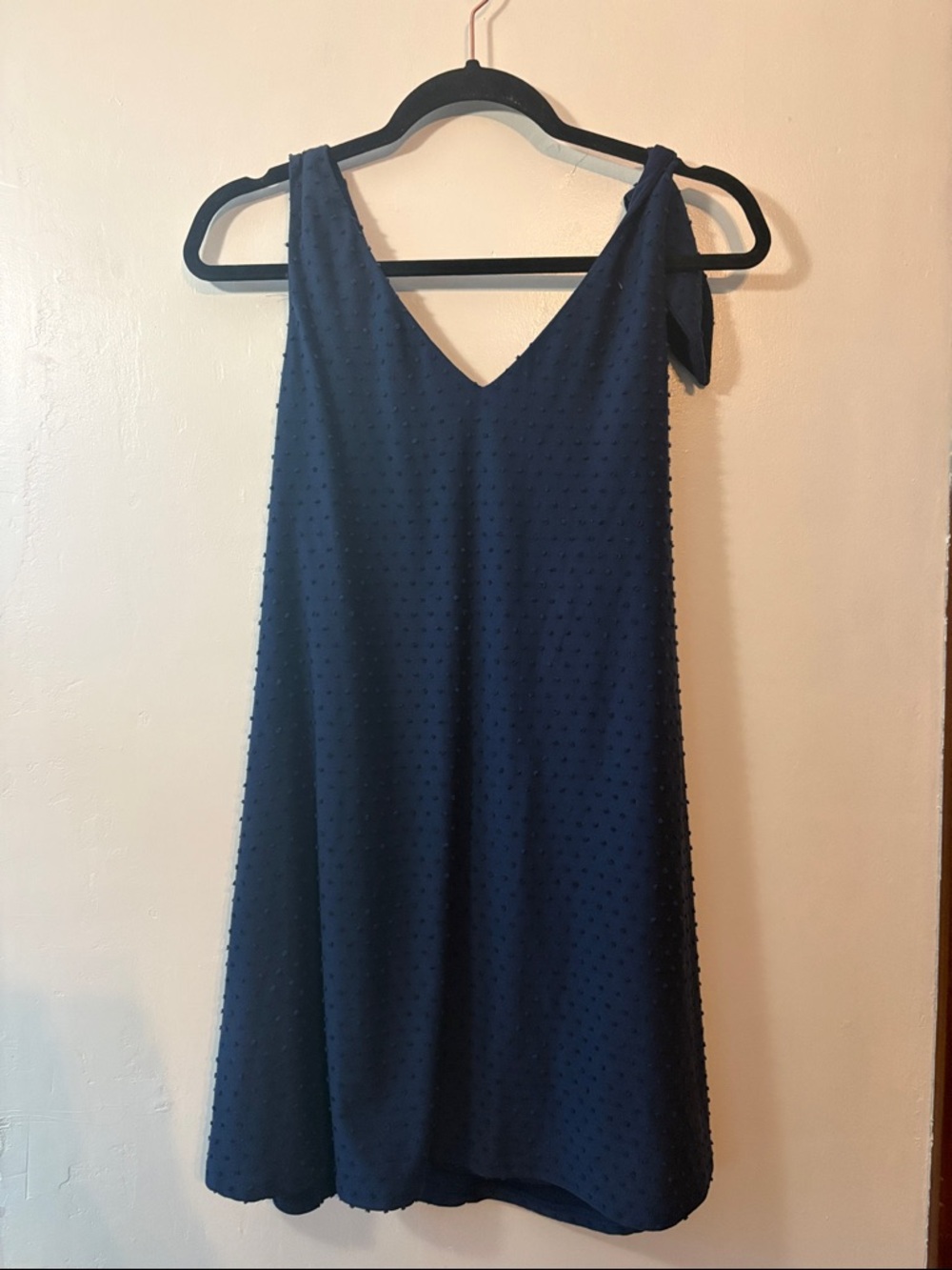 Trixxi Navy Textured V-Neck Mini Dress